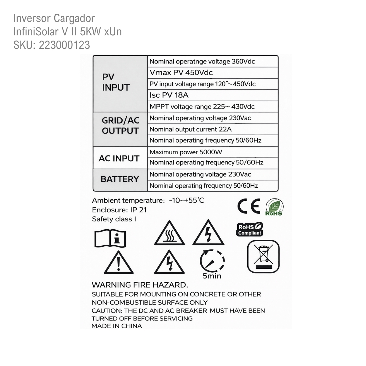 Inversor Cargador InfiniSolar V II 5KW xUn - Imagen 10