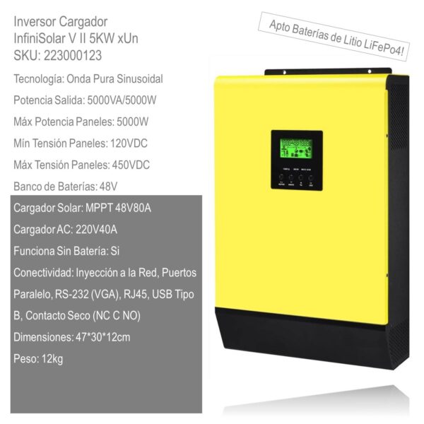 Inversor Cargador InfiniSolar V II 5KW xUn - Imagen 2
