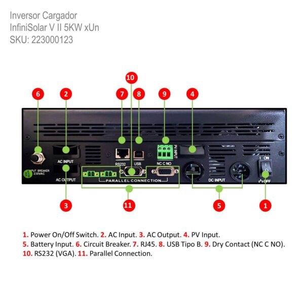 Inversor Cargador InfiniSolar V II 5KW xUn - Imagen 3