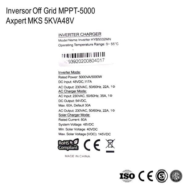 Inversor Cargador Axpert MKS 5K xUn - Imagen 4