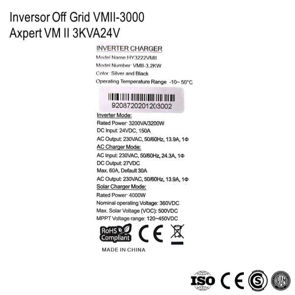 Inversor Cargador Axpert VM II 3000-24 xUn - Imagen 5