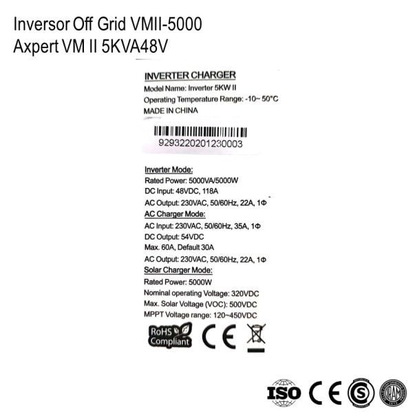 Inversor Cargador Axpert VM II 5000-48 xUn - Imagen 5