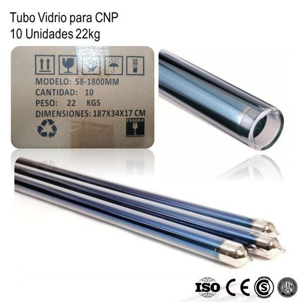 Tubo de Vidrio para Termotanque Solar CNP 10 Un 22kg xCaja - Imagen 2