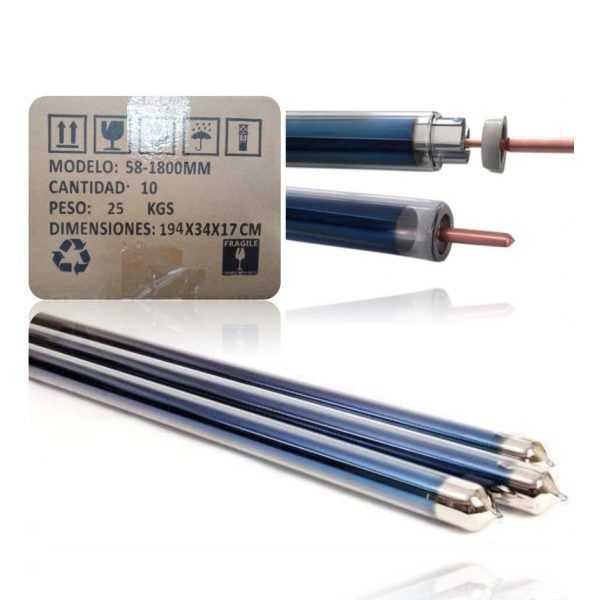 Tubo de Vidrio para Termotanque Solar CPS 10 Un 25kg xCaja