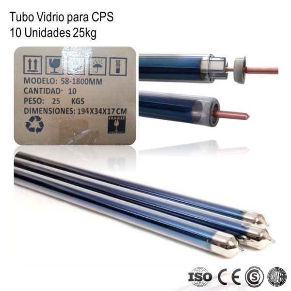 Tubo de Vidrio para Termotanque Solar CPS 10 Un 25kg xCaja - Imagen 2