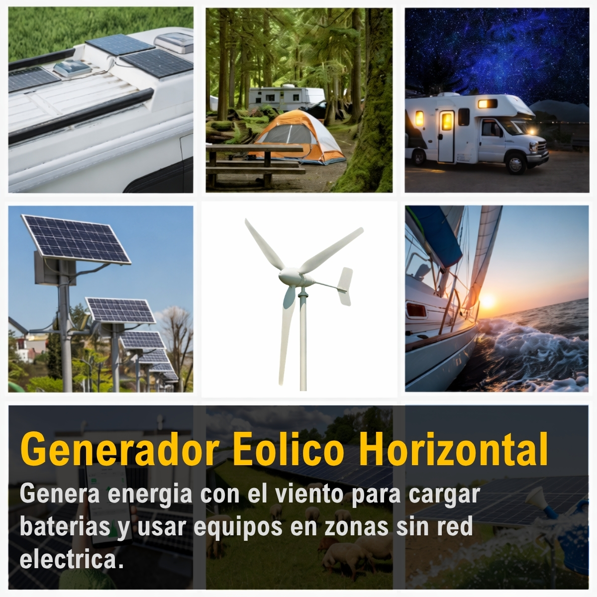 Aerogenerador Eolico Horizontal 600W24V Completo xUn - Imagen 6