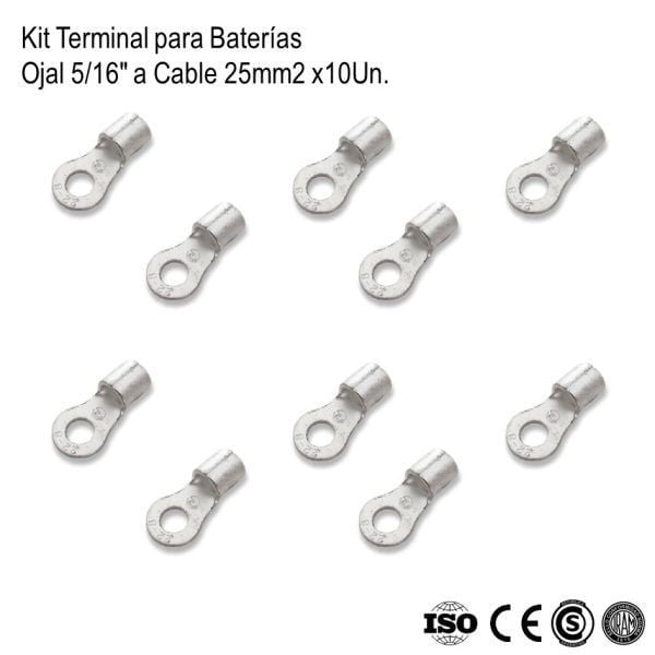 Terminales 5/16" para Cable 25mm2 10Un xKit - Imagen 3