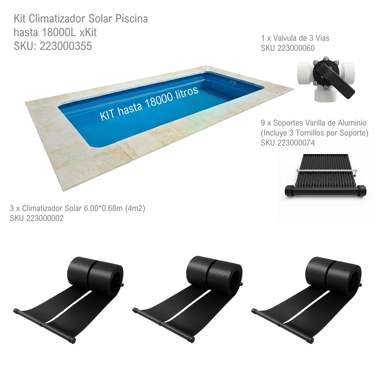 Kit Climatizador Solar Piscina hasta 8000L xKit - Imagen 3
