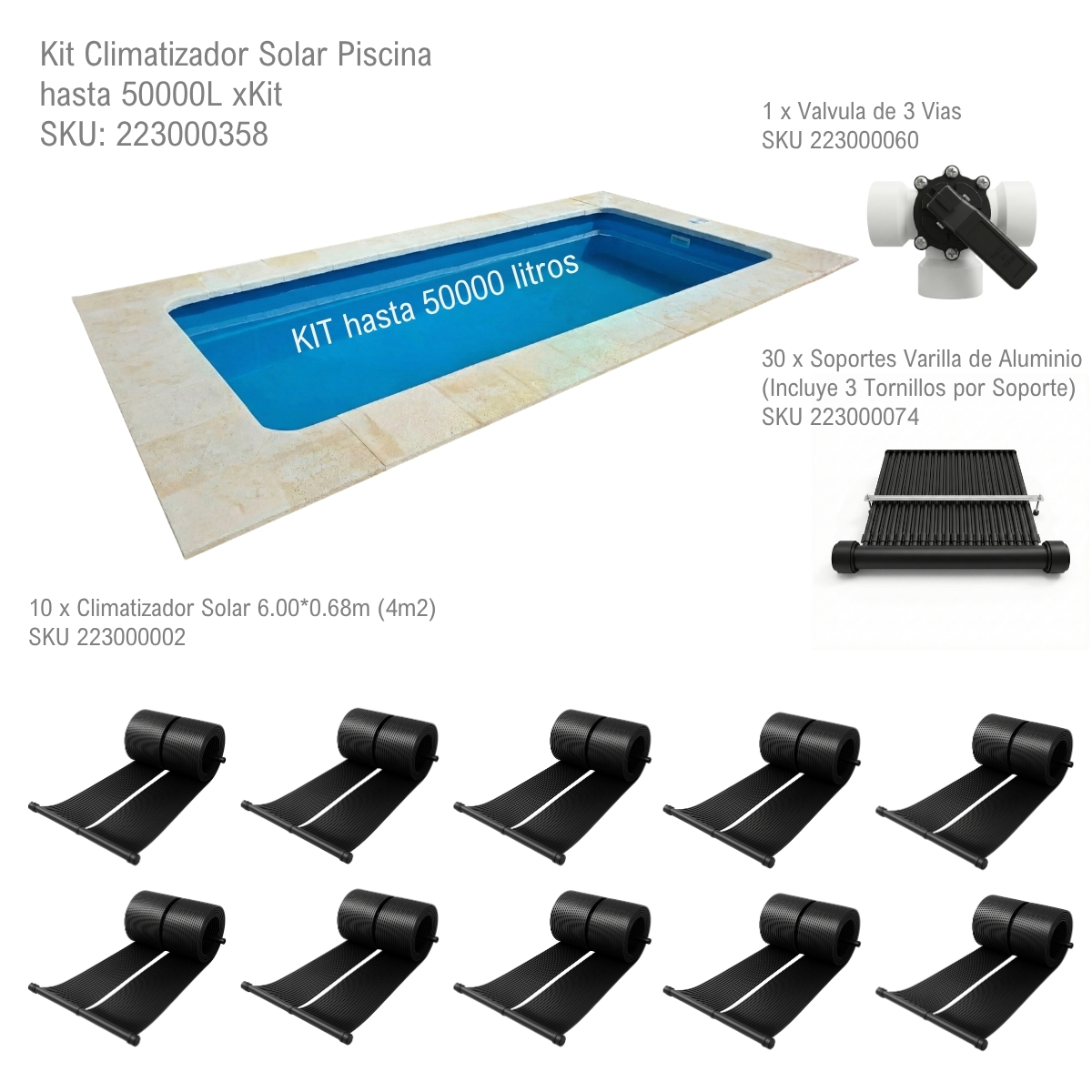 Kit Climatizador Solar Piscina hasta 50000L xKit - Imagen 3