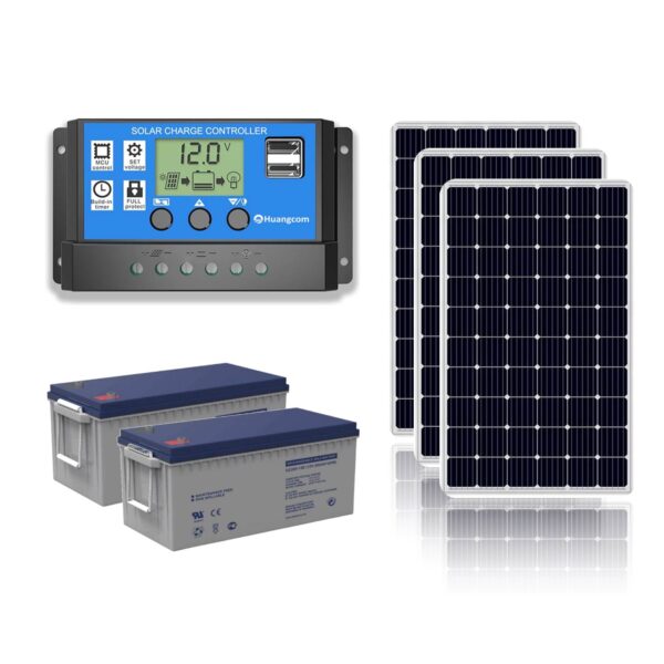 Kit Solar 12V Regulador 30A + Bateria 200Ah + Panel Solar 300W xKit