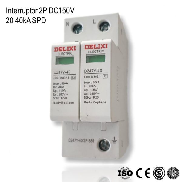 Protector Descargas Atmosfericas 2P AC385V 20 40kA SPD xUn - Imagen 2