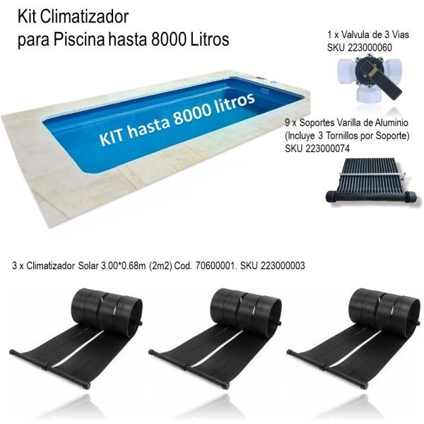 Kit Climatizador Solar Piscina hasta 8000L xKit - Imagen 2