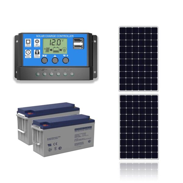 Kit Solar 12V Regulador 30A + Bateria 150Ah + Panel Solar 180W xKit