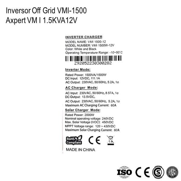 Inversor Cargador Axpert VM I 1500-12 xUn - Imagen 5