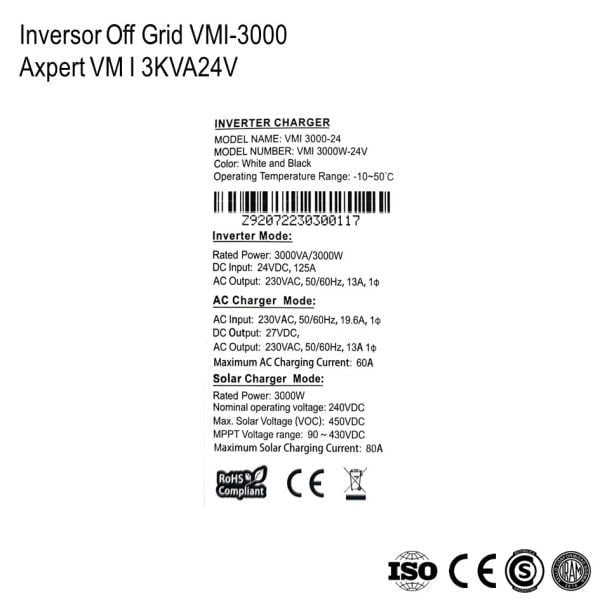 Inversor Cargador Axpert VM I 3000-24 xUn - Imagen 5