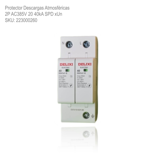 Protector Descargas Atmosfericas 2P AC385V 20 40kA SPD xUn - Imagen 2