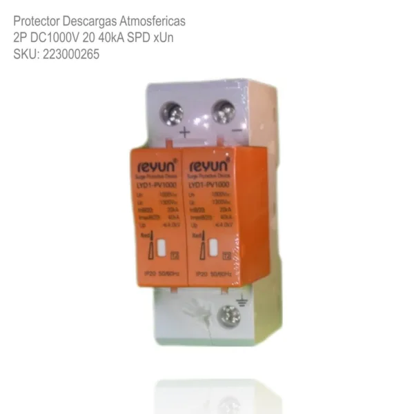 Protector Descargas Atmosfericas 2P DC1000V 20 40kA SPD xUn - Imagen 2