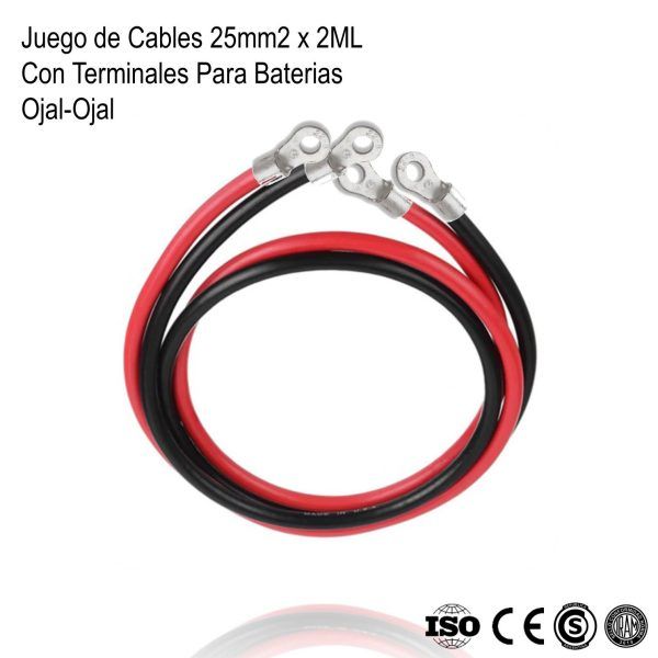 Juego de Cable para Bateria 25mm2 Ojal-Ojal 2m xPar - Imagen 2