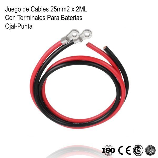 Juego de Cable para Bateria 25mm2 Ojal-Punta 2m xPar - Imagen 2