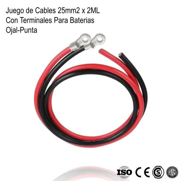 Juego de Cable para Bateria 25mm2 Ojal-Punta 2m xPar - Imagen 2