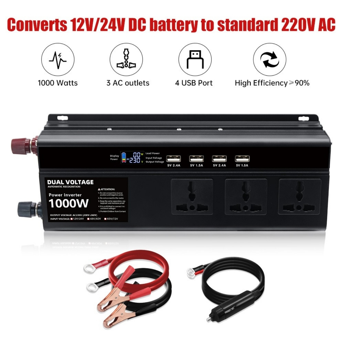 Inversor Onda Modificada 1000W2000W 12 24V xUn - Imagen 4