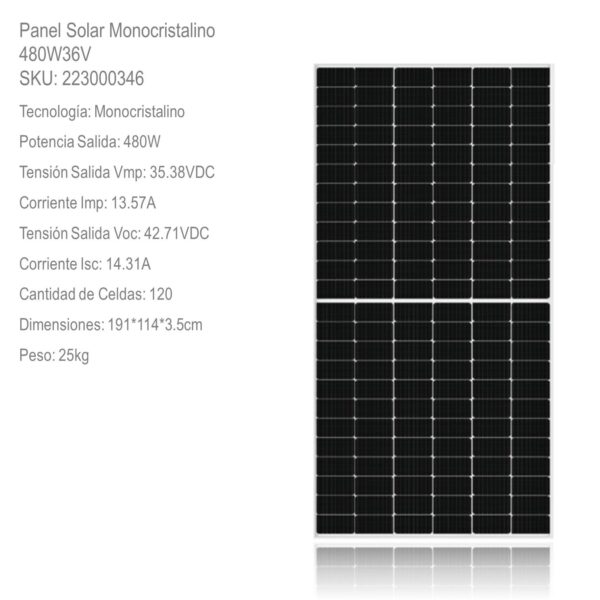 Panel Solar Monocristalino 480W36V xUn - Imagen 2