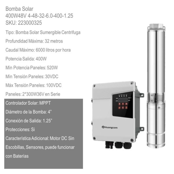 Bomba Solar 400W48V 4-48-32-6.0-400-1.25 Brushless xUn - Imagen 2