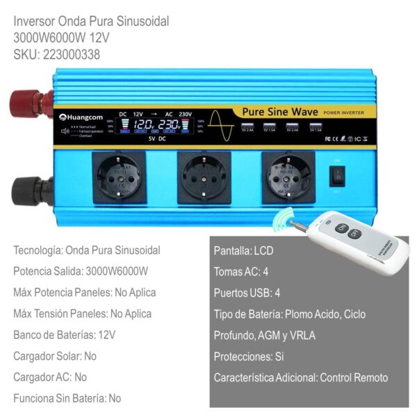 Inversor Onda Pura Sinusoidal 3000W6000W 12V xUn - Imagen 2