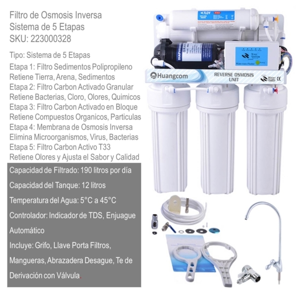 Filtro de Osmosis Inversa, Sistema de 5 Etapas xUn - Imagen 2