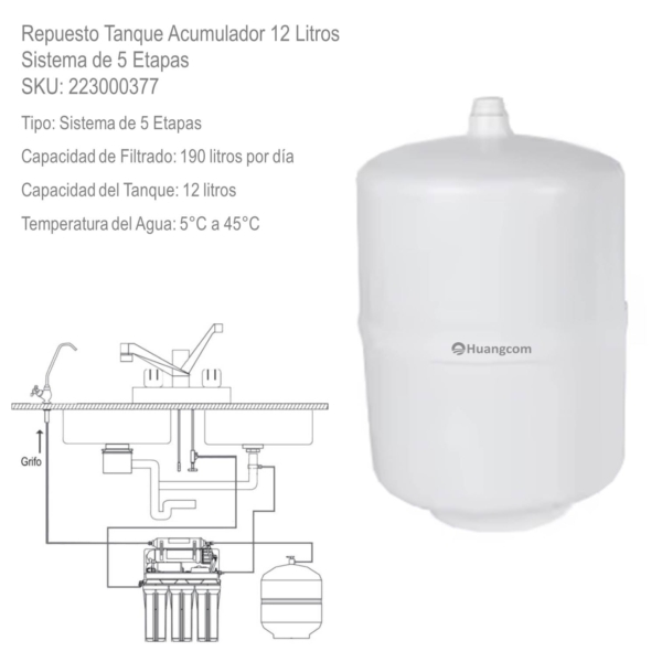Repuesto Tanque Acumulador 12 Litros, Osmosis Inversa xUn - Imagen 2