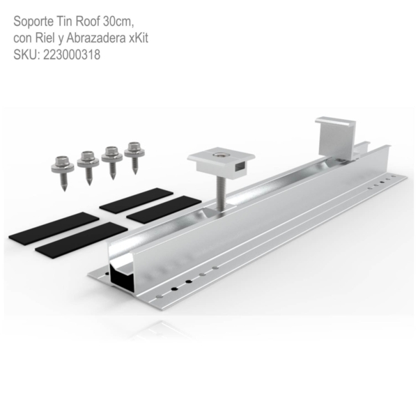 Soporte Tin Roof 30cm, con Riel y Abrazadera xKit - Imagen 2