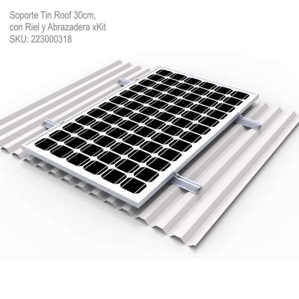 Soporte Tin Roof 30cm, con Riel y Abrazadera xKit - Imagen 3
