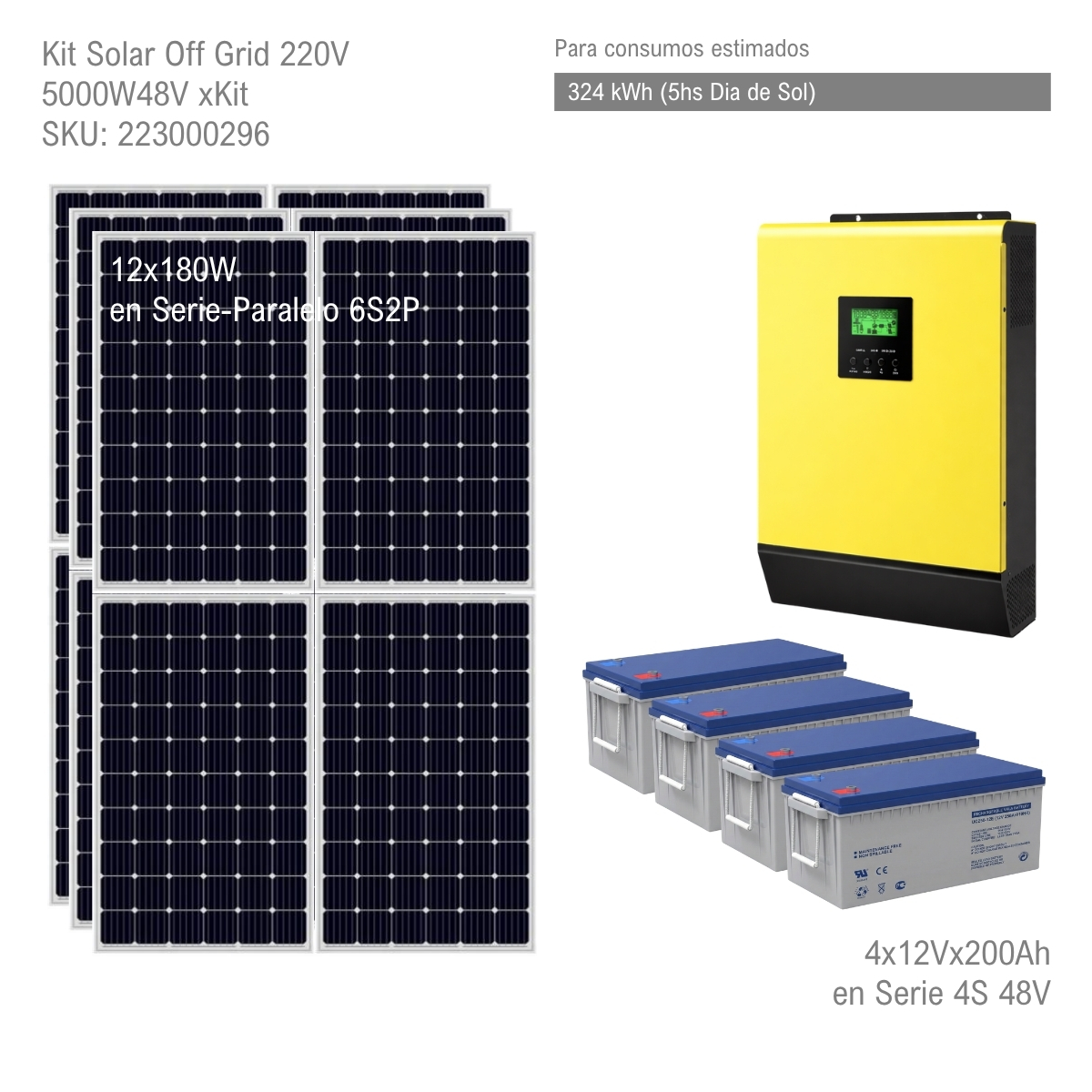 Kit Solar Off Grid 220V 5000W48V xKit - Imagen 2