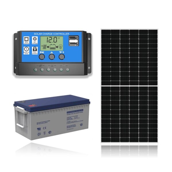Kit Solar 12V Regulador 40A + Bateria 200Ah + Panel Solar 480W xKit