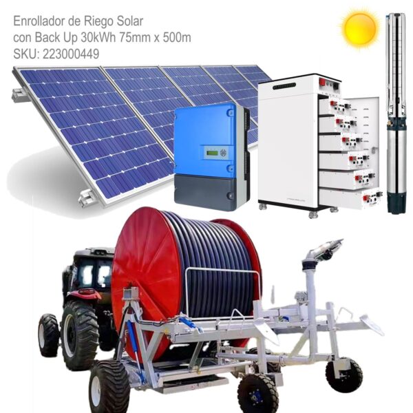 Enrollador de Riego Solar con Back Up 30kWh 75mm x 500m xKit - Imagen 2