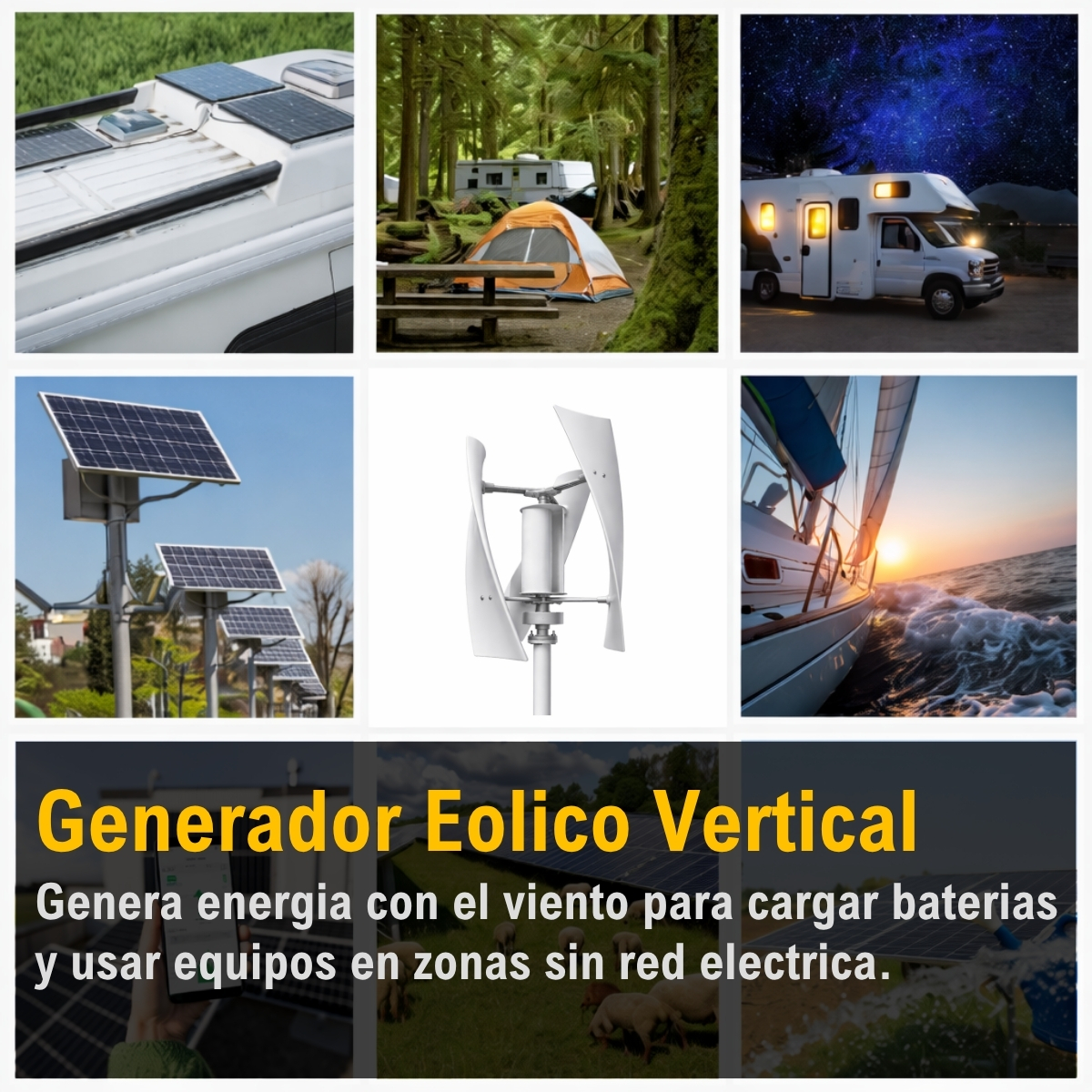 Aerogenerador Eolico Vertical 1000W12V Completo xKit - Imagen 6
