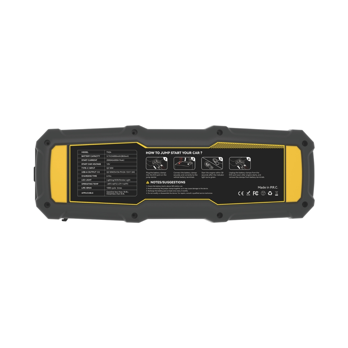 Arrancador de Bateria Portatil 12V 4000A 24000mAh (88Wh) xUn - Imagen 6